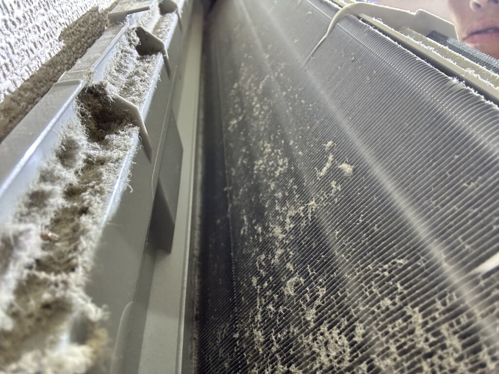 熱交換器裏側清掃前